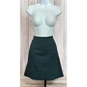 Margaret M. Dark Teal Black Jacquard A-Line Skirt Sz M Stretch Fashion